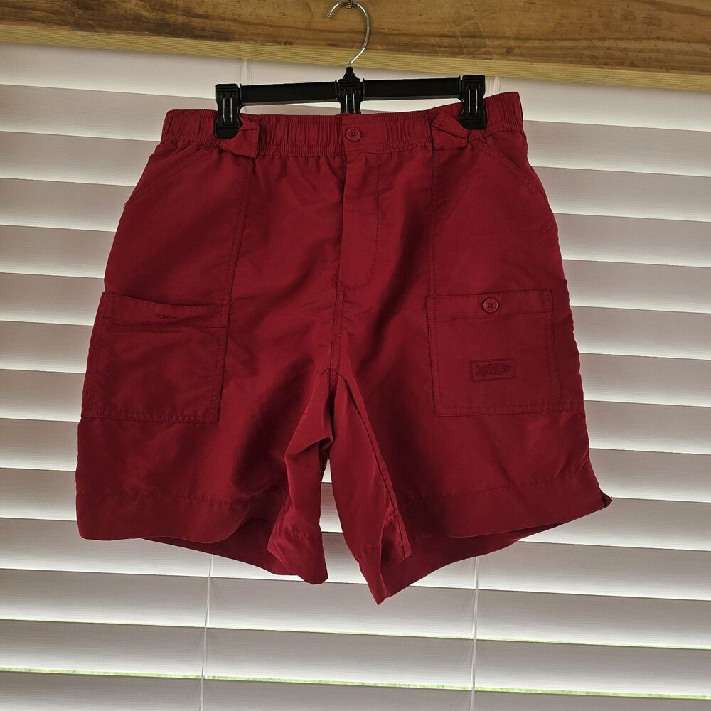 AFTCO M01 Original Fishing Shorts Mens 36 Red Supplex Nylon 9 Inch Inseam Cargo